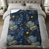 Floral Book Blanket, Dark Academia Aesthetic, Cozy Library Throw, Book Lover Gift, Botanical Bookish Blanket thumbnail 6