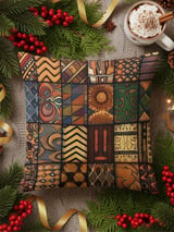 Global Boho Mosaic Velveteen Blanket, African Tribal Art Throw Pillow, Earthy Textured Woven Blanket, Unique Home Decor Gift thumbnail 18