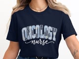 Oncology Nurse Patchwork T-Shirt: Floral Gingham Patterned, Cancer Awareness Design thumbnail 7