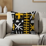 African Mud Cloth Velveteen Blanket, Tribal Art Woven Throw, Abstract Boho Pillow Cover, Black Yellow White Pattern Home Decor Gift thumbnail 20
