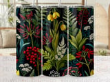 Dark Floral Tumbler Wrap PNG, Botanical Sublimation Design, Seamless 20oz Skinny Tumbler Digital File thumbnail 5
