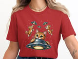 Cats feast on UFO's funny graphic -shirt, UFO Kitten Invasion Tee thumbnail 7