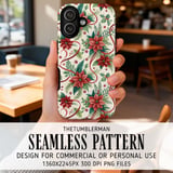 Poinsettia Tumbler Design, Christmas Digital Paper, Watercolor Floral Junk Journal, Printable PNG, Scrapbooking Paper thumbnail 6