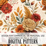 Floral Tumbler Design, Digital Paper, Autumn Flower Backgrounds, Watercolor Flowers, Junk Journal Pages, Printable Tumbler PNG, Scrapbooking thumbnail 13