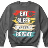 Pickleball Gildan Crewneck Sweatshirt, Eat Sleep Pickleball Repeat, Court Warm Up thumbnail 4