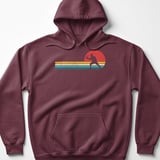 Pickleball Gildan Fleece Hoodie, Retro Vintage 70s Sunset Stripes Player Silhouette, Court Pullover thumbnail 3