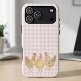 Pink Gingham Chickens MagSafe® Phone Case thumbnail 1