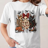 Cute Halloween Bat Friends T-Shirt, Spooky Season Sweatshirt, Whimsical Goth Chibi Bats Pumpkin Skull thumbnail 7