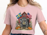 Swedish American Halloween Sweatshirt and T-shirts, Wolf, American Flags, Swedish Flags, Eating Meatballs, House, Pumpkins, Holiday Gift thumbnail 2