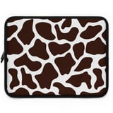 Cute Cow Print Laptop Sleeve, Brown White Spotted Bovine Aesthetic Accessory Pouch, Farm Animal Tech Case, Unique Gift thumbnail 1