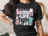 In My Scrub Life Era Coquette Bow Nurse T-Shirt: Funny ER ICU Design thumbnail 4
