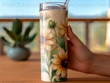 Black Eyed Susan Tumbler Wrap PNG, Floral Sublimation Design 20oz Skinny Seamless Digital Download, Botanical Flower Tumbler Design thumbnail 4