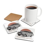 Grand Wagoneer Corkwood Coaster Set, The Waggy Car Coasters, Auto Decor, Wood, Steel, Soul, Gift For Car Lovers, Housewarming Gift thumbnail 3