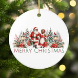 Black Santa Christmas Ornament, African American Santa and Mrs Claus Holiday Keepsake, Vintage Winter Decor, Merry Christmas Family Gift thumbnail 3