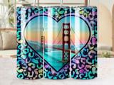 20oz Tumbler Wrap: San Francisco, Heart, Leopard Print, Full Wrap, Digital Download thumbnail 1