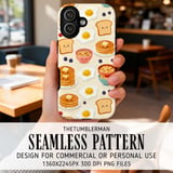 Digital Breakfast Pattern, Pancakes, Eggs, Toast, Cereal, Kawaii Food, Digital Bundle, Seamless Pattern, Digital Paper, Clipart, Commercial thumbnail 6