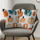 Watercolor Pumpkin Pattern Blanket, Autumn Decor Pillow, Fall Harvest Thanksgiving Throw, Decorative Home Accent, Farmhouse Cushion thumbnail 3