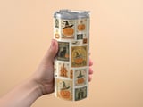 Personalized Halloween Tumbler, Halloween Stamps, Halloween Design, Pumpkins, Black Cat, Personalized Gift, Custom Name thumbnail 4