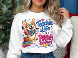 Pawsome Teacher Life Corgi Graphic T-Shirt thumbnail 5