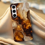 Amber Marble Tough Phone Case Liquid Agate Gold Swirl Cover Warm Earthy Aesthetic Case Glossy Resin Geode Print Luxury Phone Cover thumbnail 6