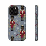 Black Nutcracker iPhone Case: Holiday Design, Gray Background, Festive Season thumbnail 2