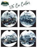 Classic Car Tumbler Wrap, 40oz Sublimation Design, Vintage Ride PNG, Pine Forest Mountains Digital thumbnail 8