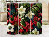 Dark Botanical Tumbler Wrap PNG | Moody Floral 20oz Skinny Sublimation Design Digital Download Seamless File + Car Coasters thumbnail 1