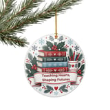 Teacher Christmas Ornament, Teaching Hearts Shaping Futures Holiday Decor, Cute Educator Appreciation Gift, Festive Bookish Tree Ornaments thumbnail 7