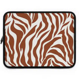 Earthy Taupe Zebra Print Laptop Sleeve, Boho Abstract Laptop Case, Minimalist Tech Accessory Pouch, Trendy iPad Bag for Her thumbnail 1