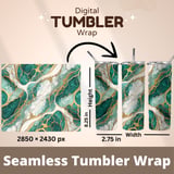 Emerald Green Marble Gold Veins Tumbler, Digital Download, 20 oz Skinny Tumbler Wrap Sublimation Design, Straight and Tapered Wrap png thumbnail 5