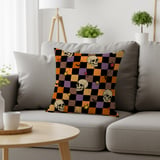 Spooky Skull Bat Stars Halloween Velveteen Blanket, Grunge Checkerboard Woven Throw, Alt Aesthetic Cozy Pillow thumbnail 18