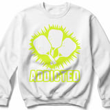 Pickleball Gildan Crewneck Sweatshirt, Addicted Graphic Print, Court Warm Up Fleece Lounge Pullover thumbnail 2