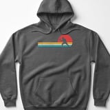 Pickleball Gildan Fleece Hoodie, Retro Vintage 70s Sunset Stripes Player Silhouette, Court Pullover thumbnail 4