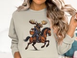 Swedish American Halloween Sweatshirt and T-shirts, Moose Riding Horse, Halloween Costume, Autumn Fall, Spooky Season, Graphic Tee, Gift thumbnail 1