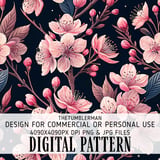 Cherry Blossom Tumbler Design, Digital Paper, Floral Backgrounds, Junk Journal, Pink Flowers, Printable PNG, Scrapbooking Paper thumbnail 13