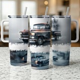 Vintage Chevrolet Truck 40oz Tumbler Wrap Digital File. Classic Car Sublimation Design for Men, Rustic Misty Forest Auto Art PNG Gift thumbnail 5