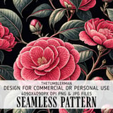 Camellia Flower Tumbler Digital Design, Pink Floral PNG, Watercolor Flowers Background, Junk Journal Paper, Scrapbooking, Tumbler Digital thumbnail 1