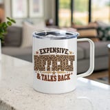 Expensive Difficult Talks Back PNG, Leopard Print Funny Quote Design, Distressed Varsity Digital Download thumbnail 10