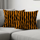 Distressed Orange Black Stripe Velveteen Blanket | Spooky Halloween Woven Throw Pillow | Grunge Fall Decor Gift thumbnail 17
