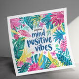Positive Vibes Canvas Wrap, Motivational Wall Decor, Floral Art, Tropical Leaves, Home Decor, Inspiring Gift, Positive Mind Wall Art thumbnail 9