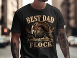 Best Dad In The Flock Turkey T-Shirt, Funny Father's Day Gift, Rustic Dad Shirt, Thanksgiving Tee, Proud Hunter Dad thumbnail 1
