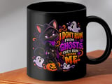 I Dont Run From Ghosts Black Cat Mug thumbnail 8