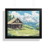Mountain Cabin Poster, Framed Poster, Alpine Landscape, Cottagecore Decor, Mountain View Art, Cozy Home Print, Nature Artwork, Wall Decor thumbnail 10