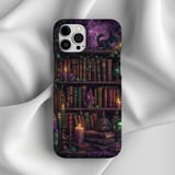Dark Academia Bookshelf Tough Phone Case, Gothic Dragon Fantasy Book Lover Gift, Witchy Purple Crystal Aesthetic Bookish Phone Cover thumbnail 5