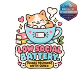 Low Social Battery Cat Digital Mug Wrap thumbnail 2