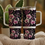 Pink Orchid Tumbler Design, Floral Digital Paper Pack, Watercolor Flower Background, Printable Junk Journal, Scrapbooking Paper Digital thumbnail 9