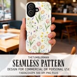 Digital Floral Pattern, Watercolor Flowers, Tulips, Daisies, Lavender, Forget Me Nots, Spring Flower Design, Digital Bundle Pattern thumbnail 6
