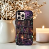 Dark Academia Bookshelf Tough Phone Case, Gothic Dragon Fantasy Book Lover Gift, Witchy Purple Crystal Aesthetic Bookish Phone Cover thumbnail 4