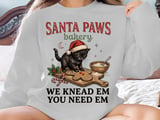 Santa Paws Bakery Christmas Cat Print, Funny Black Cat Making Biscuits Holiday Graphic, Retro Baker Kitten Winter Art Decor Gift thumbnail 10