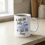 A Little Bit Salty Sassy Beach Mug, Palm Trees Vacation Mode Tropical Ocean Waves  thumbnail 5